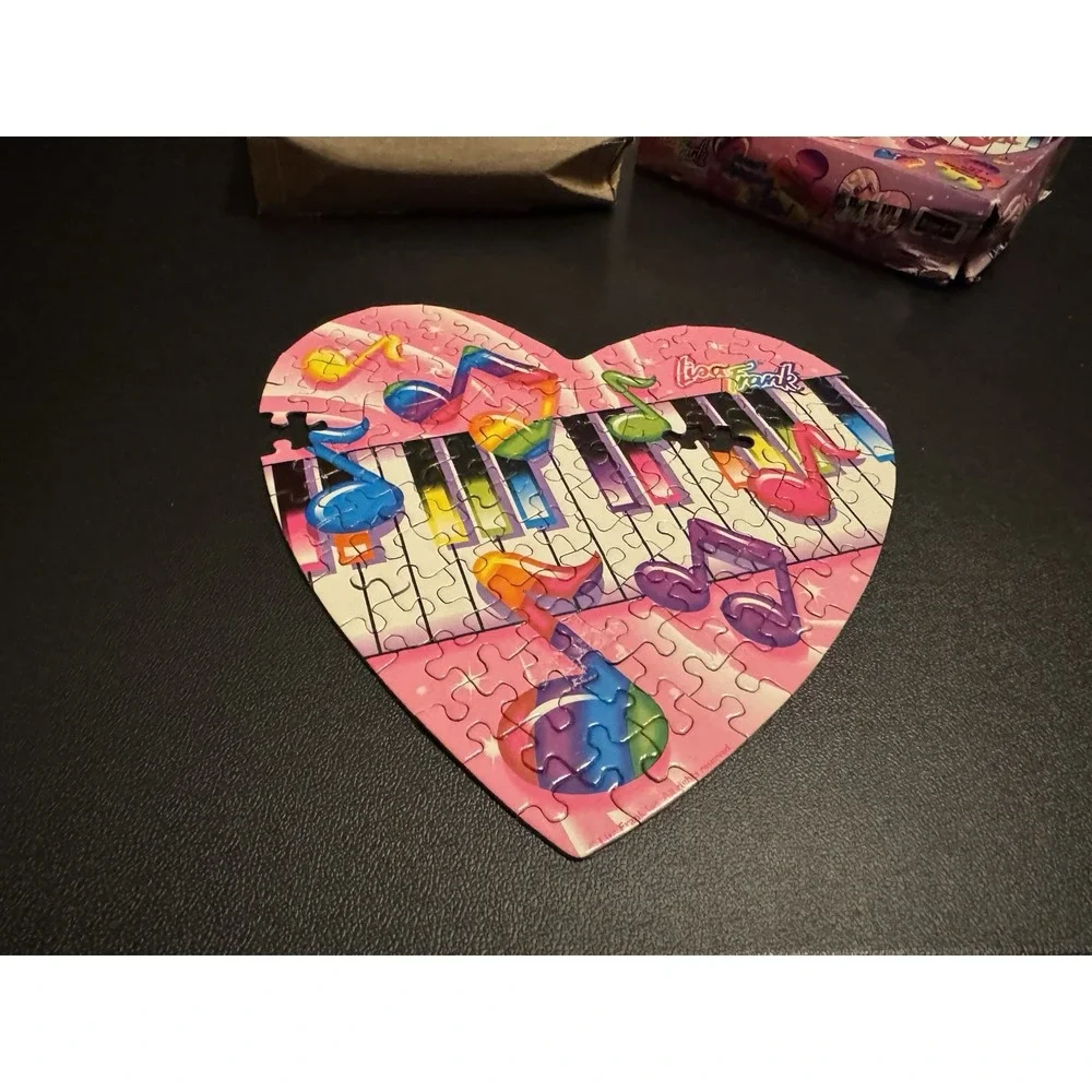 2x Lisa Frank Heart Shaped Puzzle Rose Art 1992 Vintage Piano - Missing Pieces